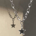Fashionable Jewelry Statement Charm Unique Chunky Stainless Steel Link Chain Couple Black Y2k Star Pendent Necklace for Unisex