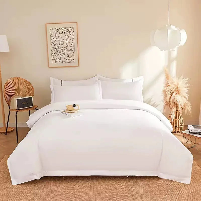 White Hotel Textiles 3/4pcs Collision Solid Color Polyester Comforter Duvet Cover Bedding Set Supplier MegaBDM
