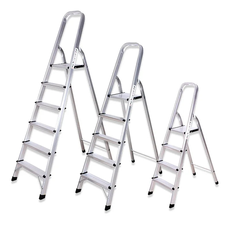 3 Steps Aluminum Contemporary Folding Light Ladder Thin 1.3-1.5mm Portable Home Use 150kg Load Capacity