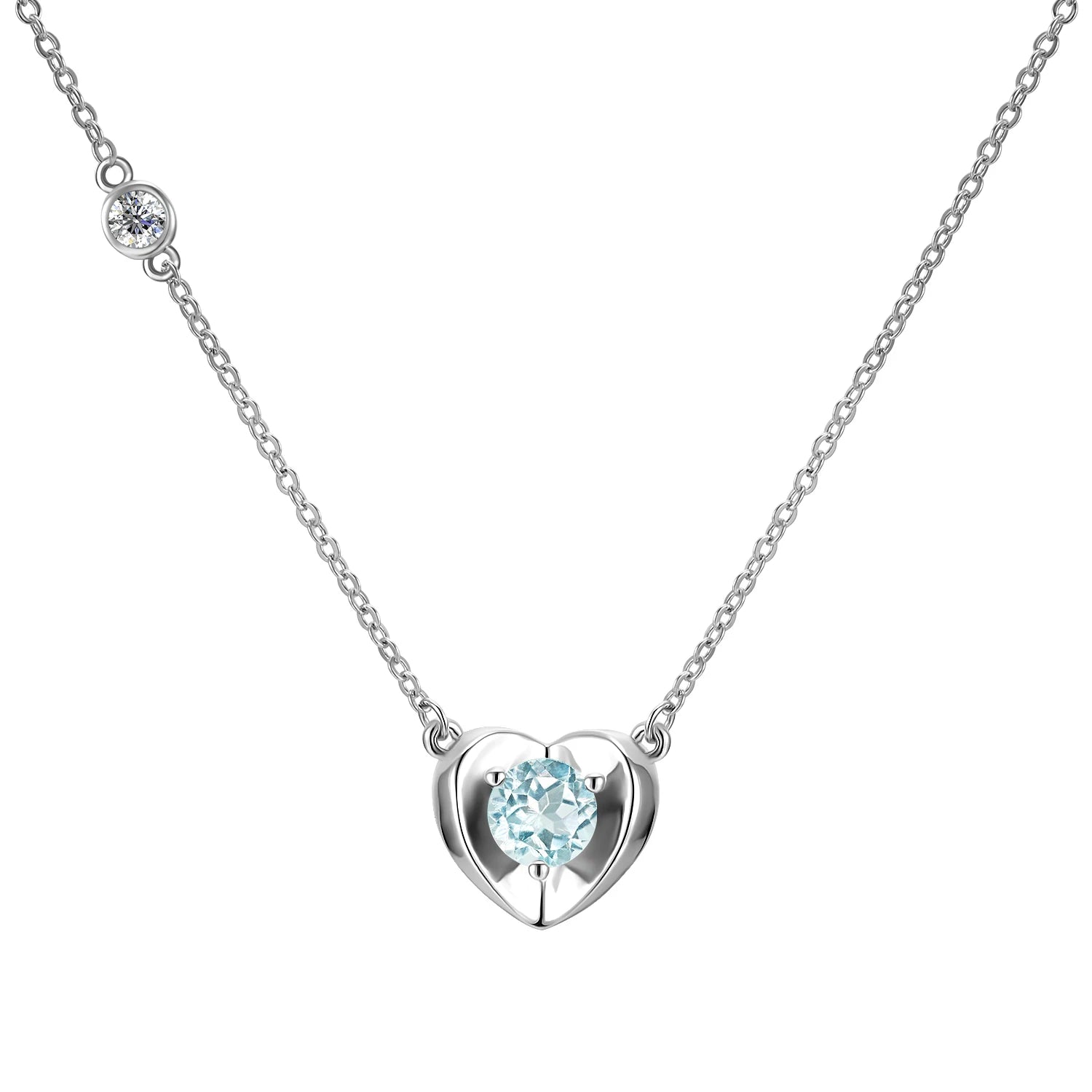 Natural Gemstone Sky Blue Topaz 925 Sterling Silver Tiny Heart Pendant Necklace Jewelry Girlfriend Women Gift Destiny Jewellery