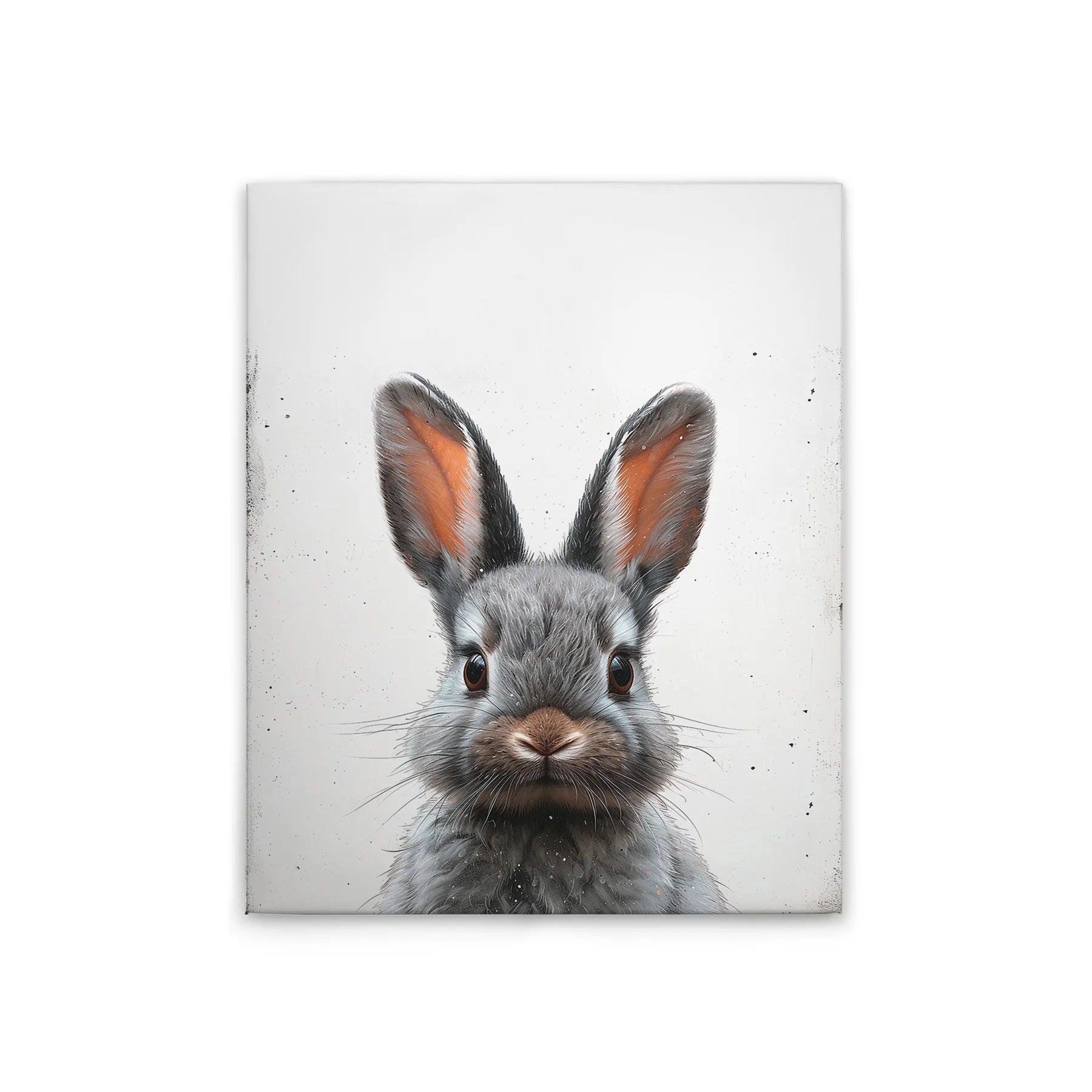 Made in Germany Modern Wood Stretcher Frame Baby Rabbit Nursery Wall Art-Home Decor Canvas Painting White Grey
