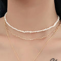 Fashion Elegant 925 Sterling Silver Natural Pearl Choker Necklace 18K Gold Plated Fine Jewelry for Women