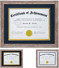 Graduation Diploma Picture Frame With Tempered Glass and Multiple Mats Wood Certificate Frames Rustic Brown Vintage Style