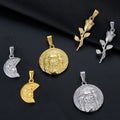 Wholesale DIY Jewelry Custom Charm Fashion PVD Jesus Head Rose Flower Half Saint Pendants Bracelet Charms for Jewelry Making MegaBDM
