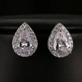 MOQ 2pcs Wholesale Women Jewelry CZ Luxury Gold Plated Pear Drop Bridal Earrings Zircon Classic JR Brand