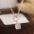 Low MOQ Wholesale Jewelry Dainty 925 Sterling Silver Zircon Moonstone Toggle Necklace