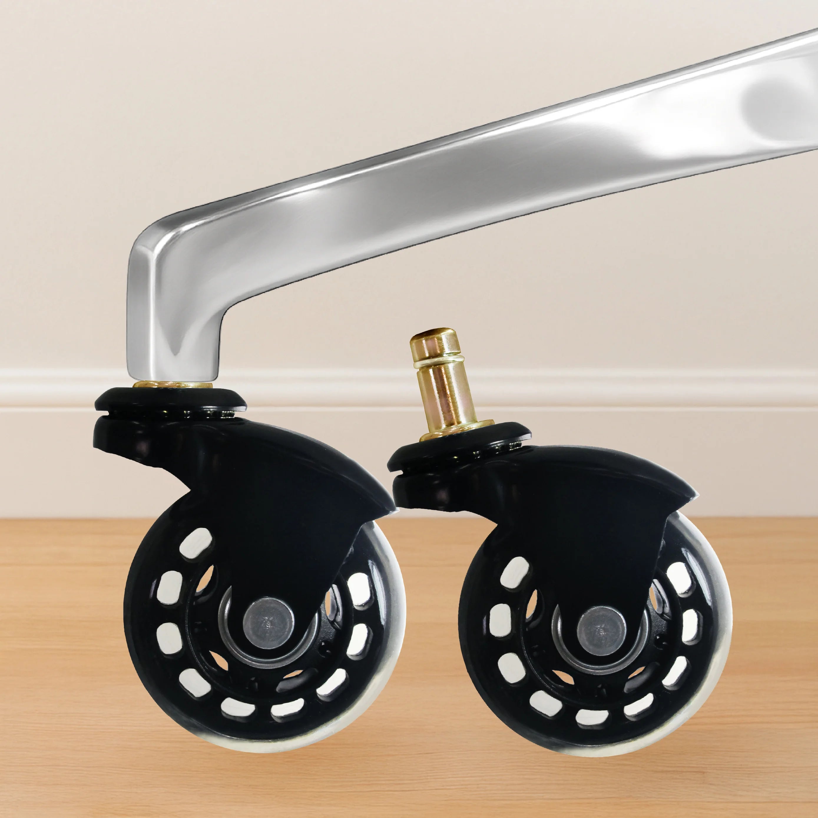 Smooth Rolling 2.5 Inch Silent Chair Casters PU Wheel Castor Swivel 11/22 Replacement Stem