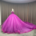 Jancember LSMC09 Vintage Empire Crystal Sequins Puffy Long Evening Dresses