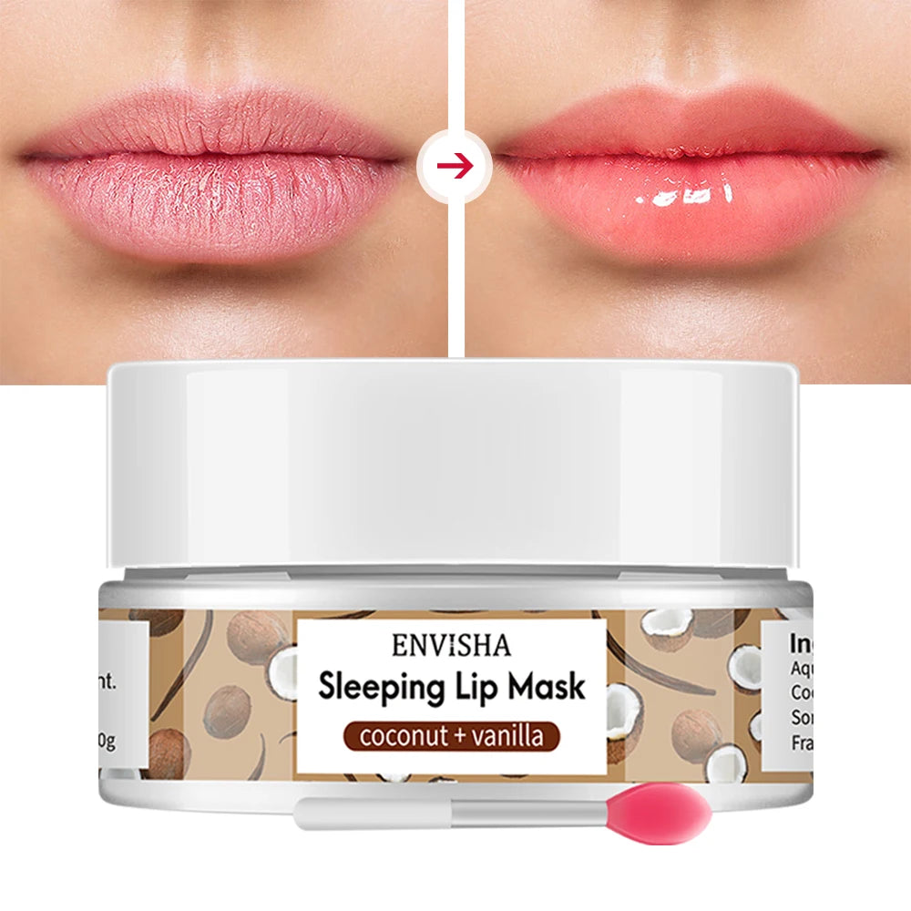 Organic Coconut Oil Day and Night Repair Sleeping Lip Balm Dry and Crack Lip Scrubs Exfoliator Cream