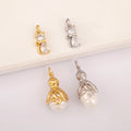 QIKU Cute Cat Octopus/Octopus Pearl Animal Charm Gold Silver Copper Cubic Zirconia Personalized Pendant for DIY Necklace Making