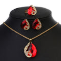 Wholesale Necklace Earring Luxury Crystal Bridal Wedding Jewelry Ruby Sets