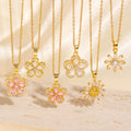Korean-Style Light Luxury Petal Necklace for Women Full Diamond Trendy Ins-Style 18K Gold Copper Plated High-End Jewelry