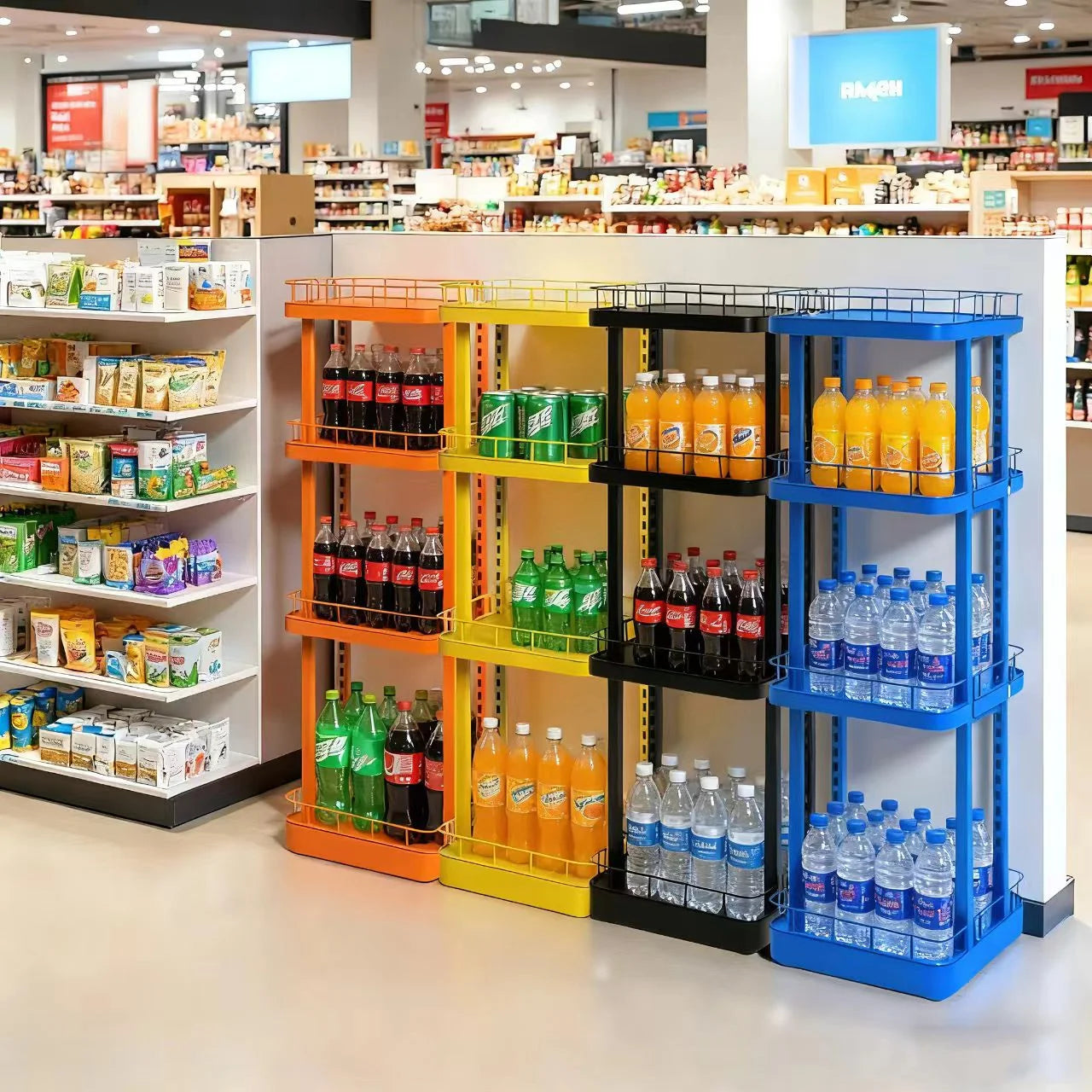 Heavy Duty Double-Sided Metal Drink Shelves Beverage Display Stand for Water Cola and Convenience Stores High Capacity Rack