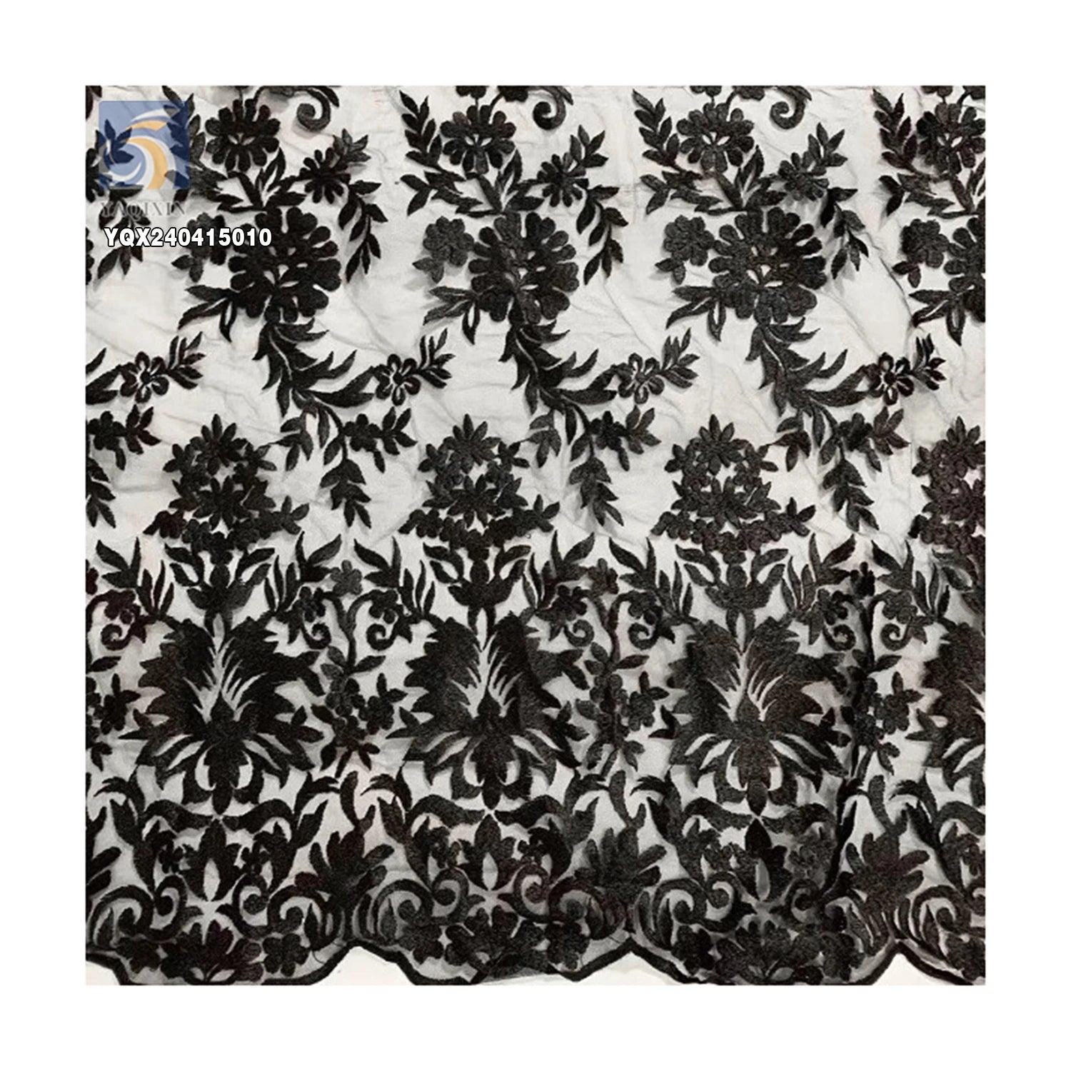 Hot Sale China Wholesale Heavy Flower Embroidery Fabric Water Soluble Tulle Double Lace Cotton Fabric
