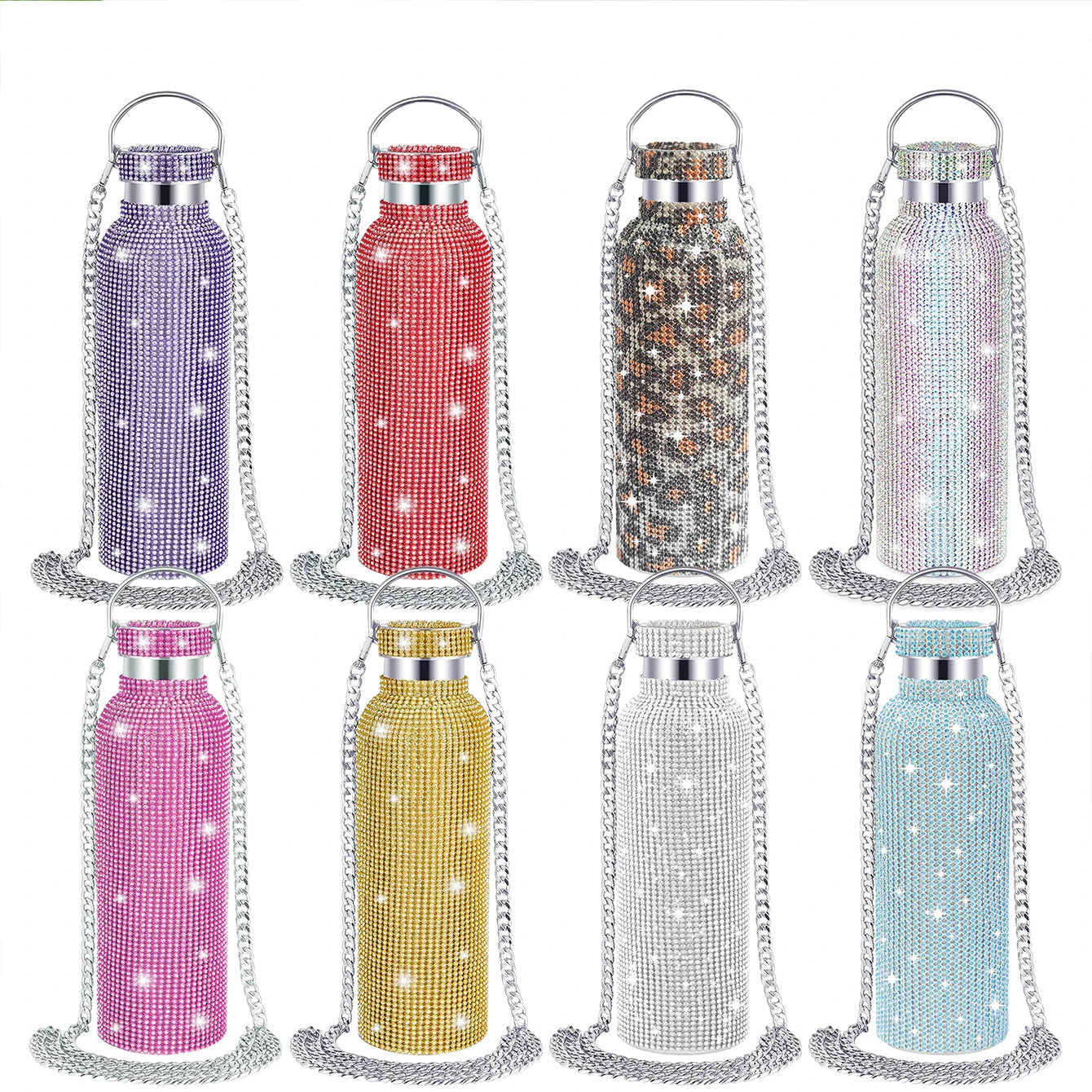 Wholesale Luxury 350ml Thermal Stainless Steel Water Bottle Bling Rhinestone Vacuum Flask Bottle with Lid for Kids