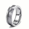 Poya Jewelry Men's 8mm Single Channel Inlay Hammered Tungsten Ring Blank Classic for Wedding Engagement Gift