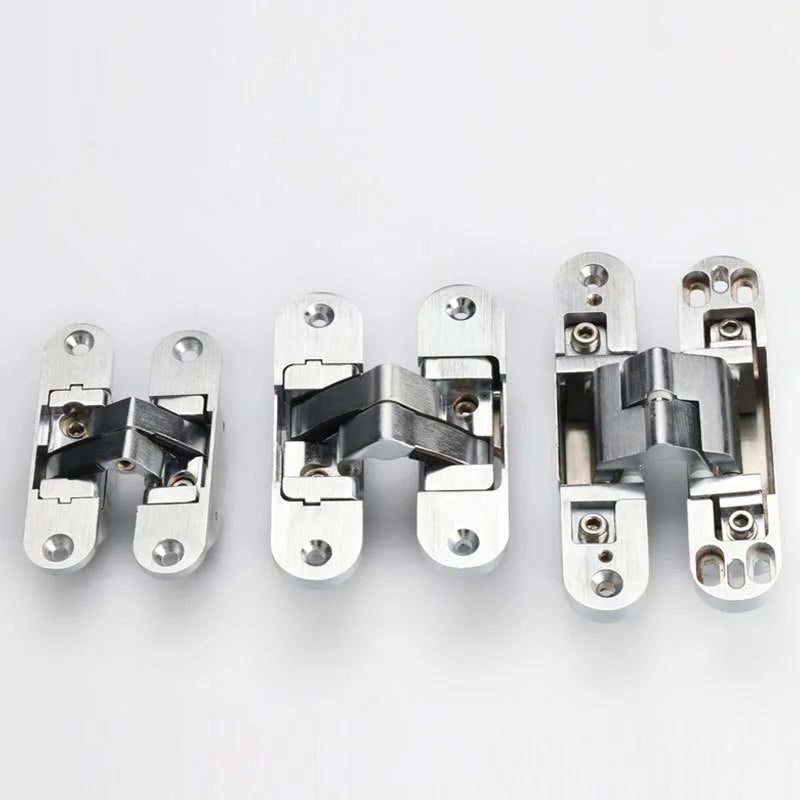 Zinc Alloy Concealed Door Hinges for Bookcase Kitchen Wardrobes Invisible Hinge 3 Way Adjustable 4mm Thickness Modern Design