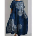 2025 Summer New Collection: Relaxed Crewneck Chic High-end Short-sleeved Printed A-line Dress