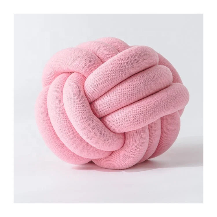 Hot Sell Pure Hand-Woven Three-Strand Round Ball Home Pillow Bedroom Sofa Car Decoration Knotted Throw Pillow