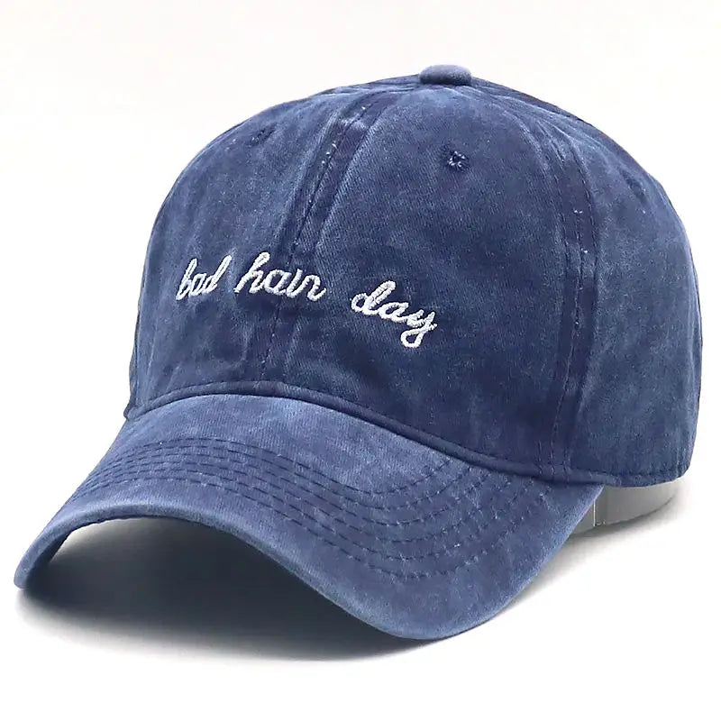 2025 Vintage Cotton Washed Denim Sporty Bows & Letter Sports Dad Hat 6 Panel Baseball Cap Custom Logo Embroidery