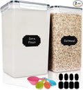 2 Pack 6.5 L Flour Sugar Storage Containers 5.9 QT Plastic Large Pantry Storage Boxes with Labels Measuring Spoon Set