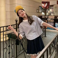 Women's Color-Block Striped Long-Sleeve Shirt - 2025 New Early Autumn Style Short-Length Casual Loose-Fit & Versatile Top