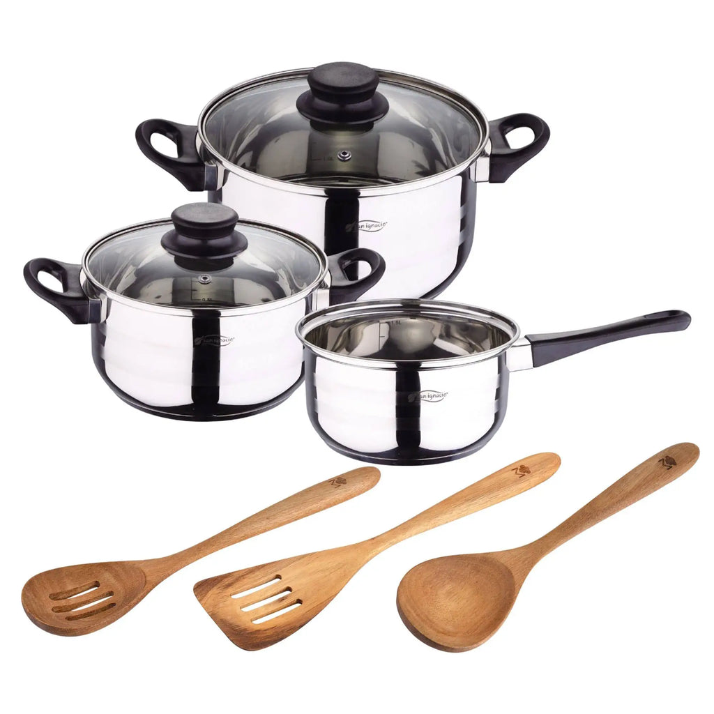 Toledo 5pc Cookware Set Suitable for Induction + 3pc Acacia Kitchen Utensil Set SMART MasterPRO