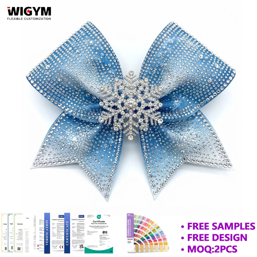 Custom Glitter Rhinestone Cheerleading Bows for Competition Team | Low MOQ OEM Verified Factory Fast Delivery MegaBDM