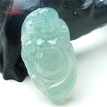Myanmar Natural a Type Jadeite Jade  White Pendant Ice-Like Xiaoyao Buddha Emerald  White Pendant 7.66