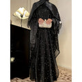 Cross-Border Women's Muslim Clothing Abaya Simple Pearl Starry Sky Outer Skirt Elegant Dress Robe