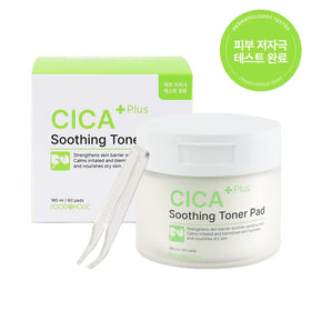 Foodaholic Centella Asiatica Hyaluronic Acid Oil-Free Silicone-Free Anti-Allergy Soothing Toner Pad 60 Pads Hydrating Adults