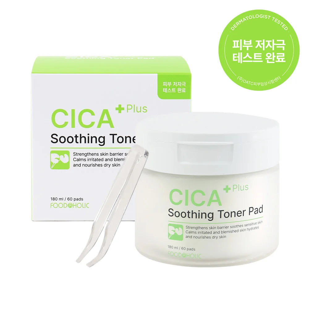 Foodaholic Centella Asiatica Hyaluronic Acid Oil-Free Silicone-Free Anti-Allergy Soothing Toner Pad 60 Pads Hydrating Adults MegaBDM