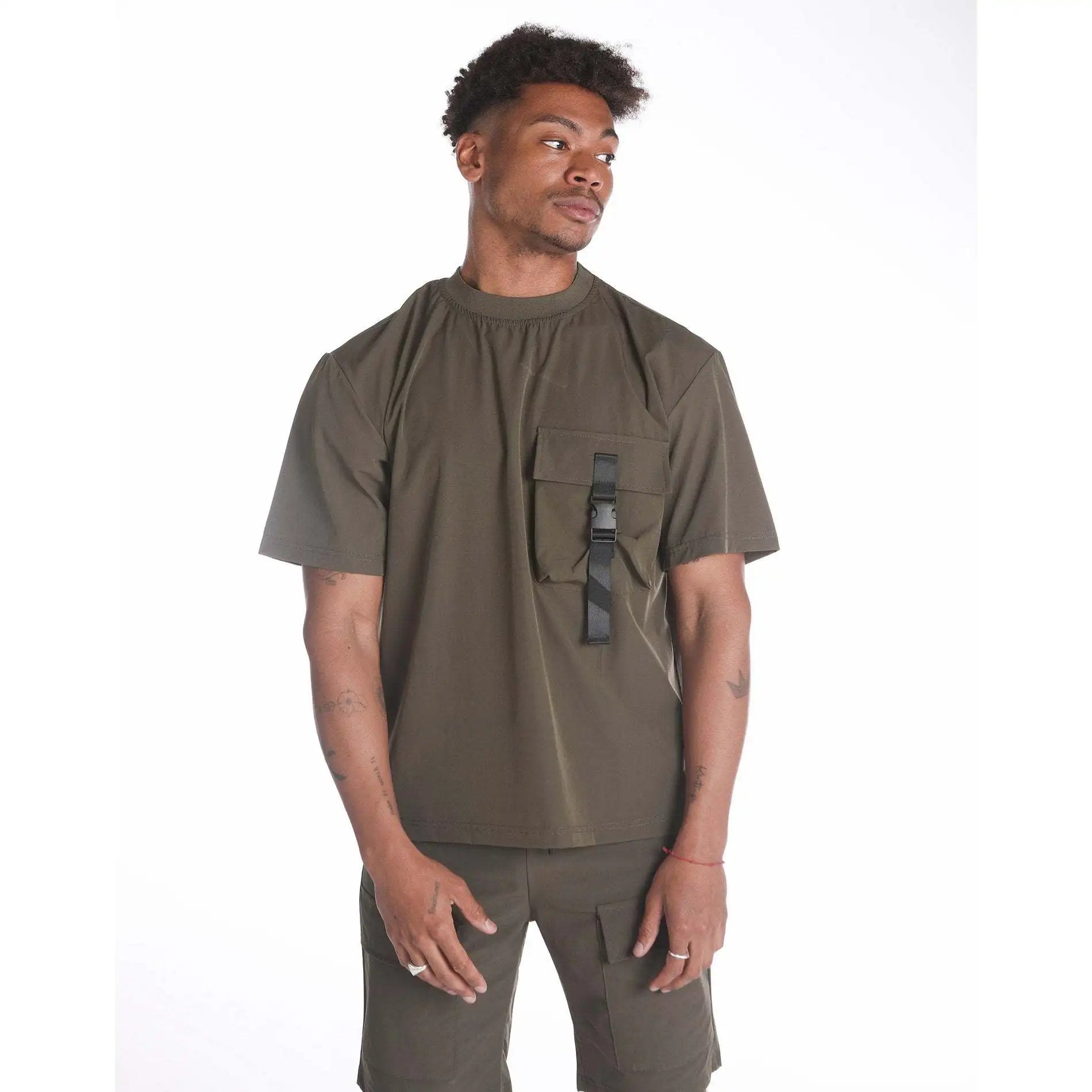 Imperio Shop Men's Negro Size S Casual Comfortable Fashionable Breathable O-Neck Short Sleeve Regular Fit T-Shirt Zippered