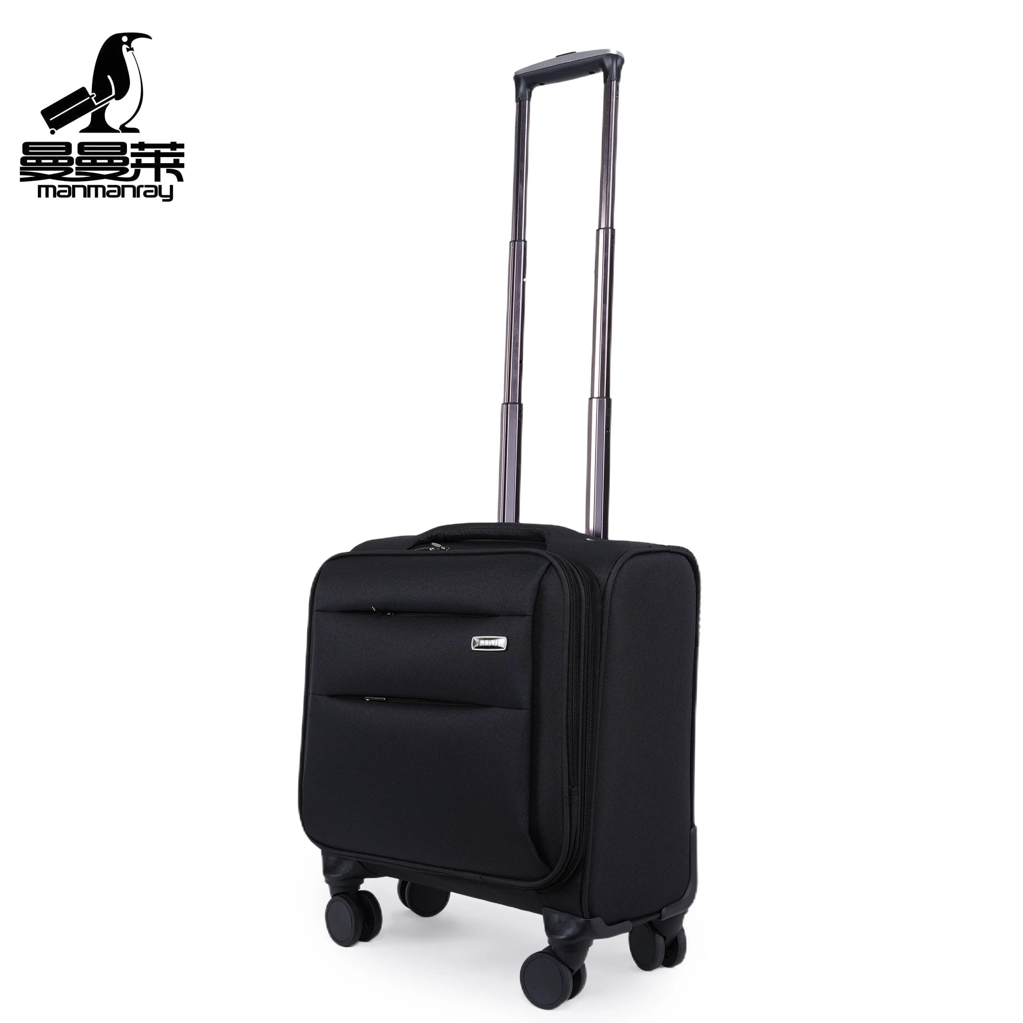 Lightweight Oxford Soft Carry-On Luggage Trolley 4-Wheel Spinner Portable 18 Inch Waterproof Anti-Theft Business Travel Suitcase