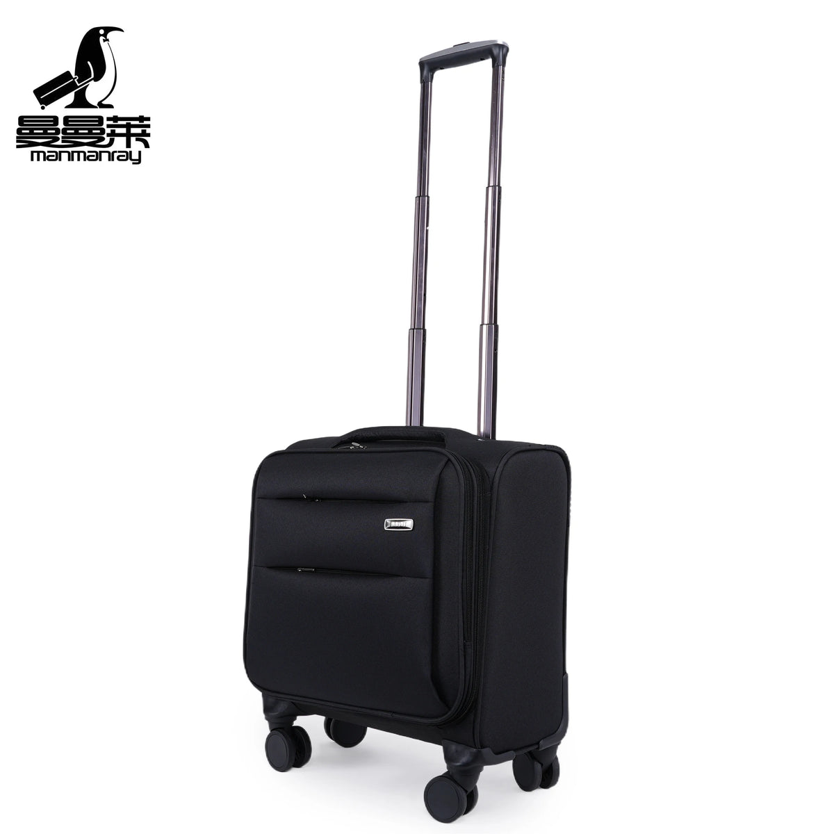 Lightweight Oxford Soft Carry-On Luggage Trolley 4-Wheel Spinner Portable 18 Inch Waterproof Anti-Theft Business Travel Suitcase MegaBDM