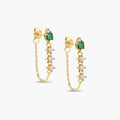 LOZRUNVE 925 Silver Gold Plated Jewelry New Arrival Hip Hop Emerald Chain Tennis Drop Tassel Earring