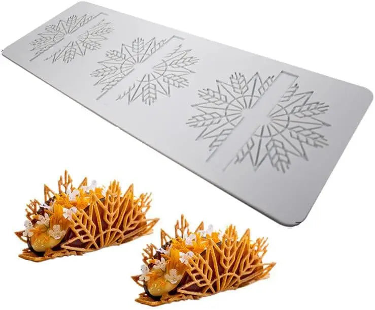 3-hole Tacos Silicone Lace Mat Hollow Leaf Candy Mold Cake Decoration Template Sugar Craft Impression Edible Cake Decoration