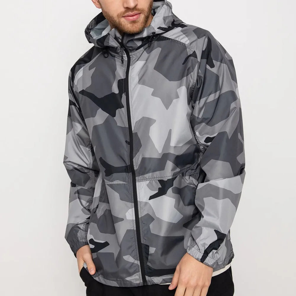 Men Waterproof Jackets Outdoor Windbreaker Hooded Coats Custom Zip up Sports Running Jacket Lightweight