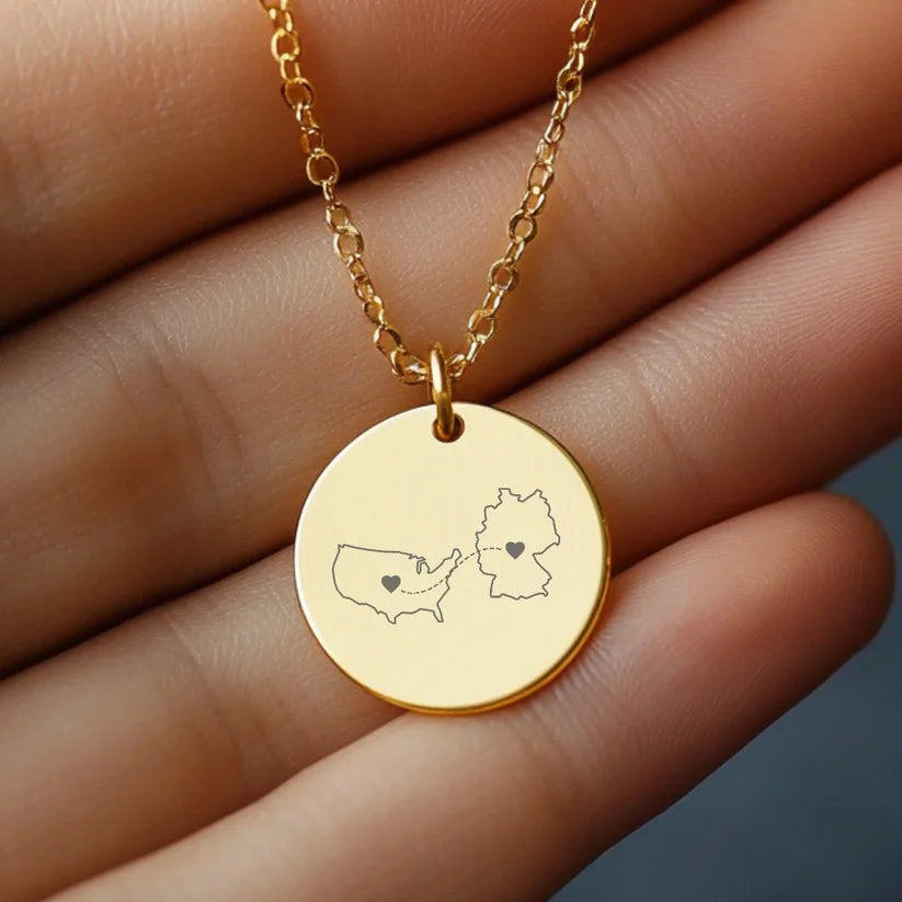 Personalised Country Necklace Two Home Necklace Valentine's Gift Personalised Necklace