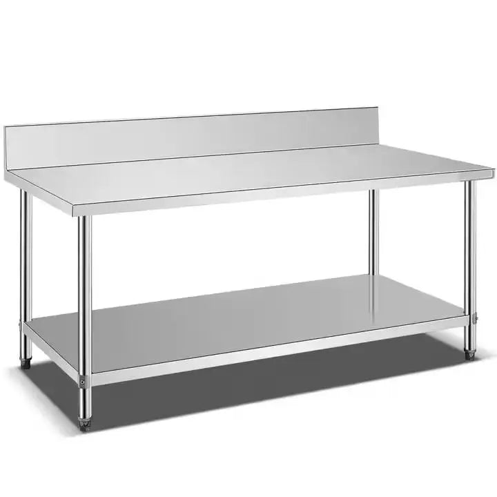 Two Level Stainless Steel Work Table 304 Commercial Workbench Easy Clean Food Grade Restaurant Kitchen Prep Utility Table