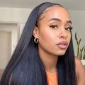 CLJhair Natural Black None Lace Straight  Headband Wig Machine Made Wig Headband for Black Women