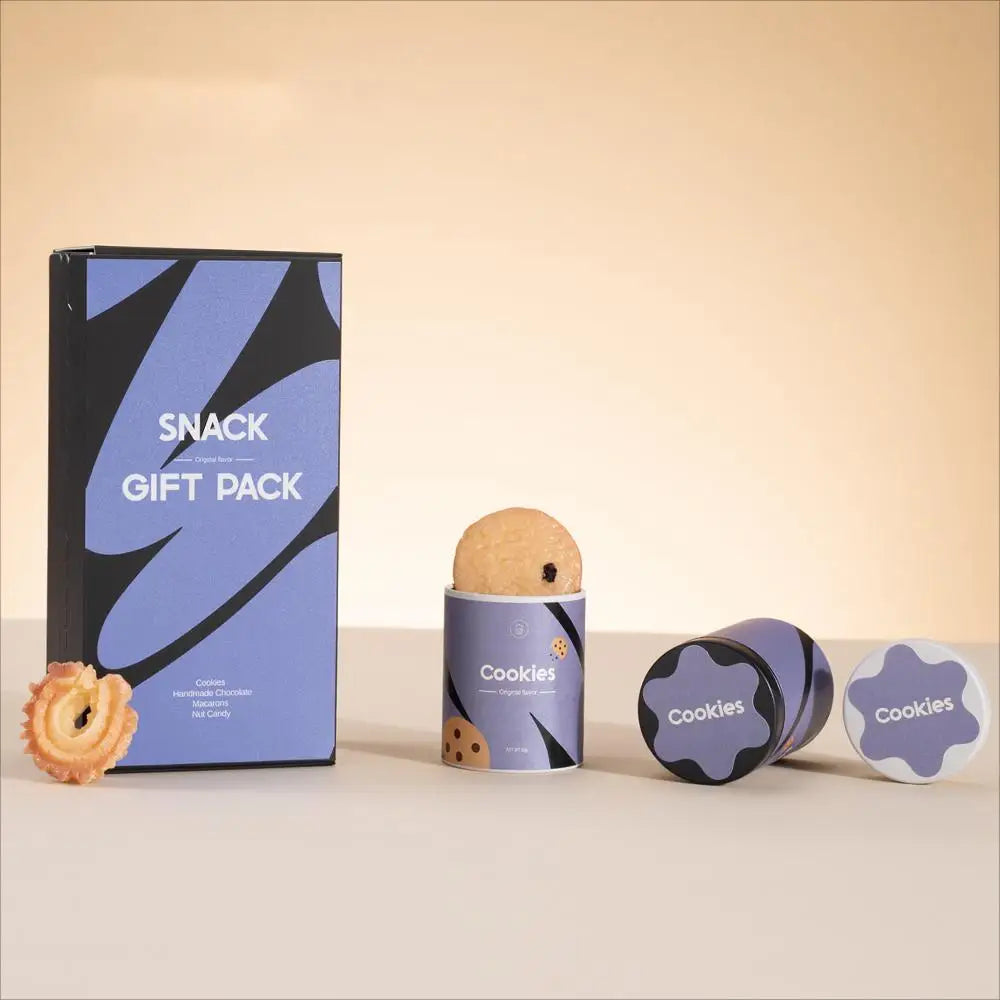 Tianhui Simple Tear Box Folding Zipper Box with Mini Tins Snack Packaging Set for Nut Storage Cookies Packaging