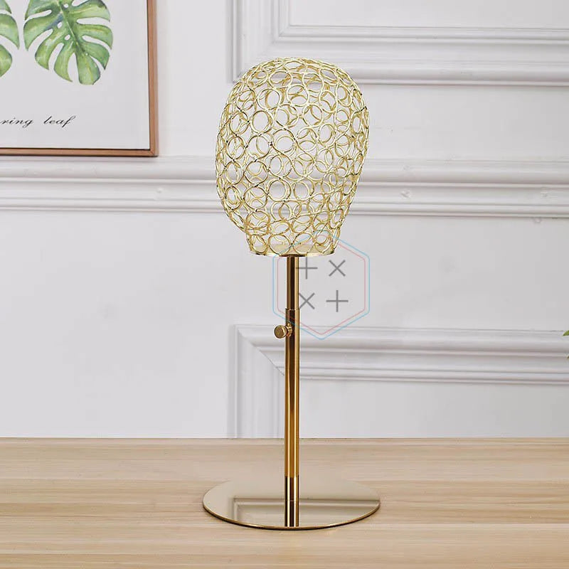 Wig Head Mannequin Shiny Gold Mannequin Head Stand for Wig Display