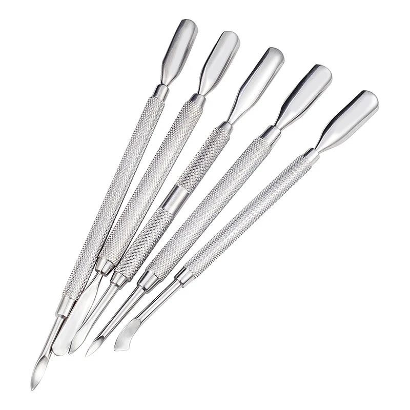Nail Art Cuticle Pusher Remover Stainless Steel Dead Skin  Finger Push Double Heads Metal Manicure Pedicure Care Tools