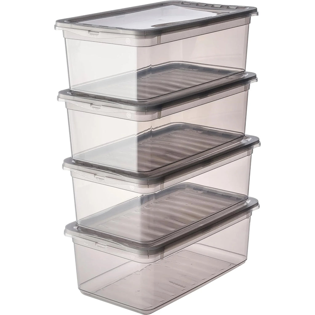 Clearbox 4 x 5.6 litres translucent grey 33x19.5x12 Bea range