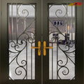 Handcrafted Steel Entry Door with Wrought Iron Designs From Vietnam-Waterproof Postmodern Design Customized Size 3-Year Warranty
