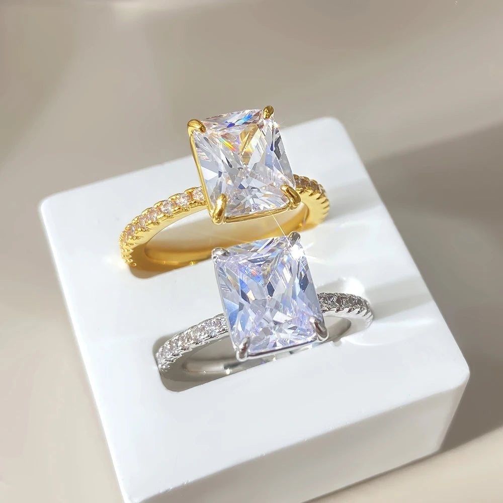 Wholesale S925 Sterling Silver Halo Ring Princess Cut CZ Halo Luxury Bridal Cocktail Ring Bulk Order