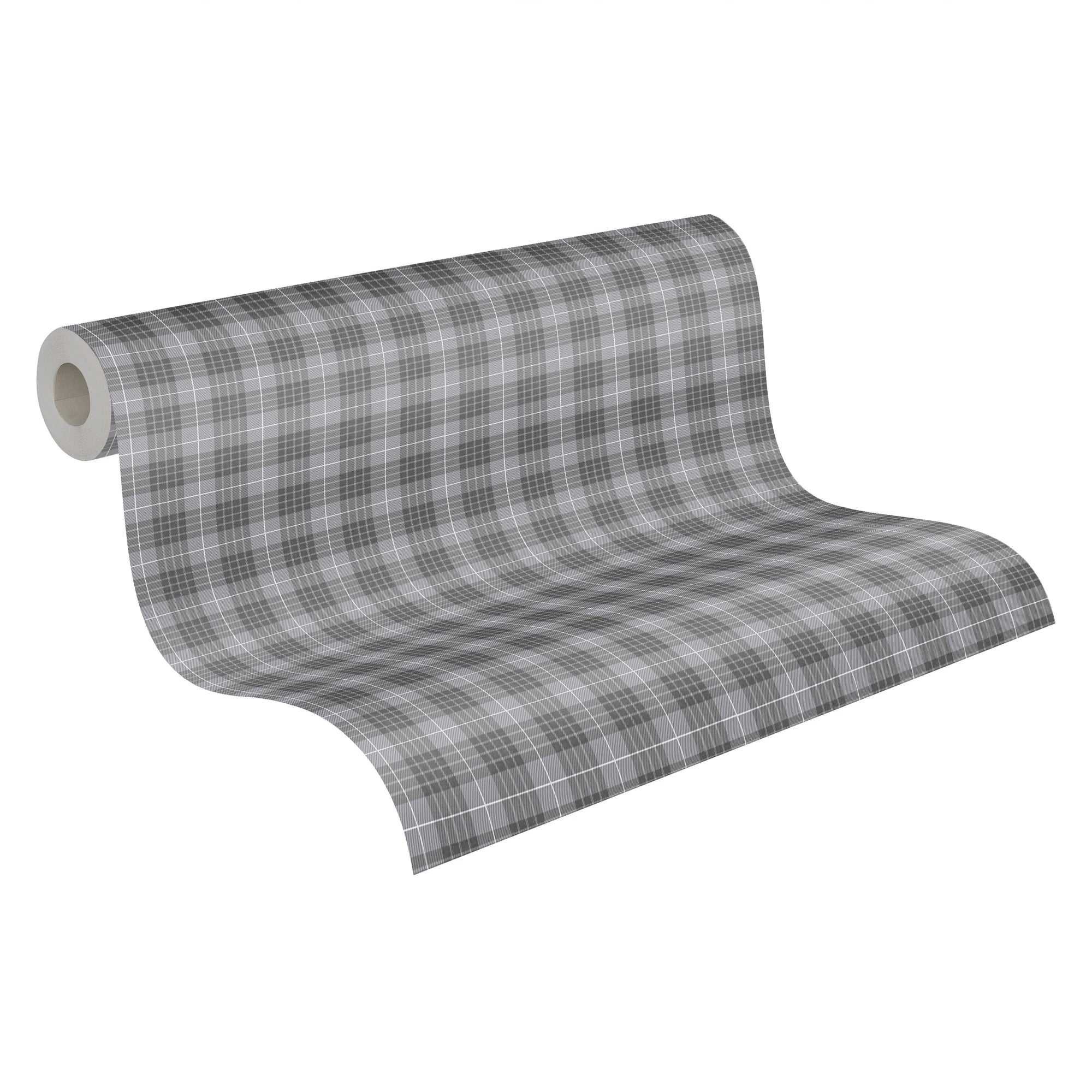 Made in Germany - Luxury Wallpaper rolls Career Grey Black White Non Woven Contract Wallpaper Check - 1005 x 053 m