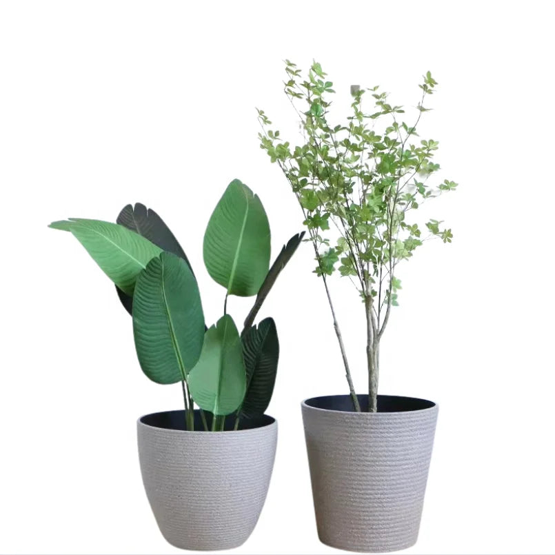 Home Decorative Oatmeal Europe Style Polyresin Plastic Flower Pot Durable Eco-friendly Epoxy Coated Carton Box Indoor Garden