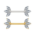 Threadless Straight Barbell Piercing Body Jewelry ASTM F136 Titanium Triple Marquise CZ Nipple Ring 14G Piercing Body Jewelry